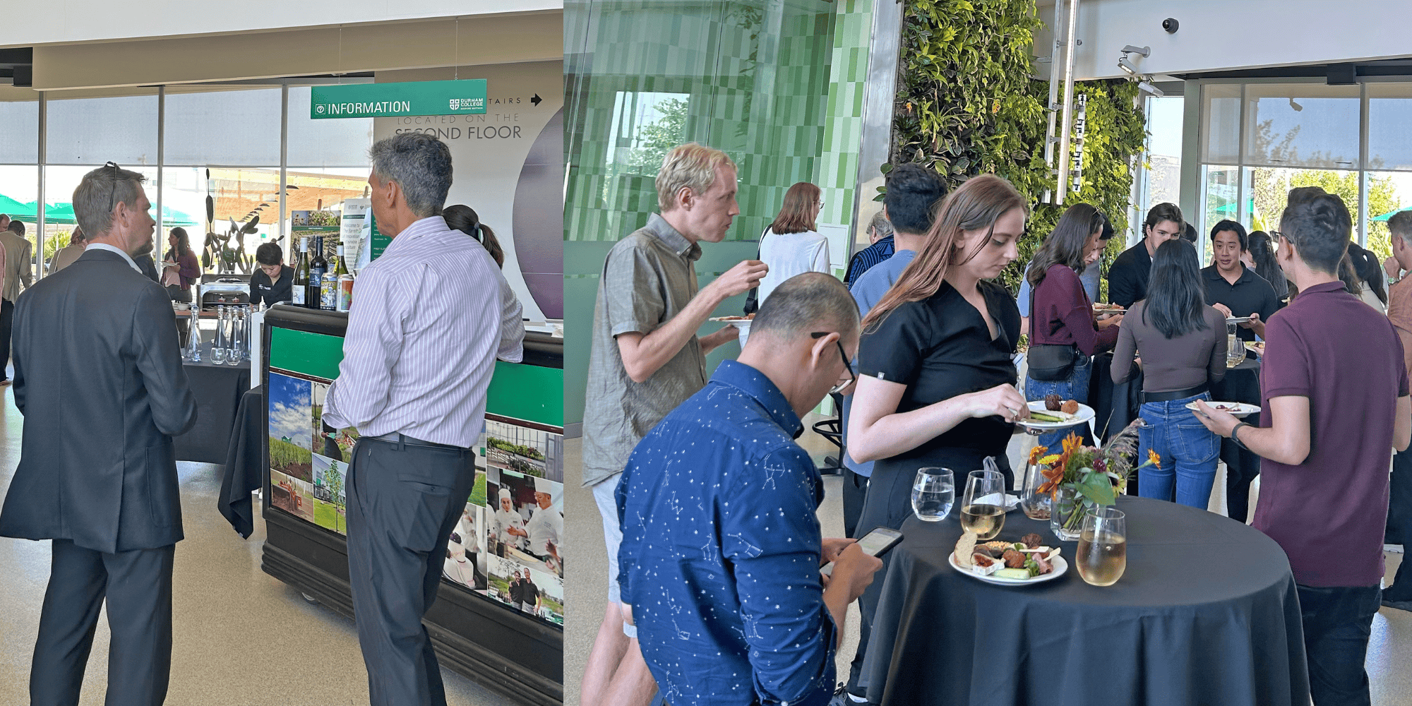 Business professionals socializing at Clarington Chamber event.