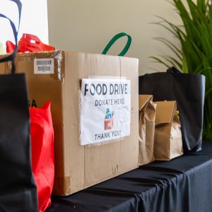 Food drive donation box for local charity and community outreach campaign.