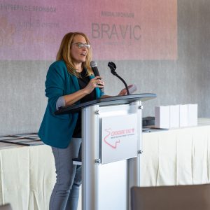 Business leader speaking at Clarington Board of Trade conference.