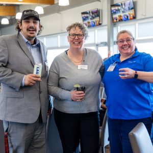 Friendly business professionals enjoying drinks at the Clarington Board of Trade.