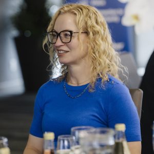 Woman speaking at Clarington Board of Trade event, business networking.