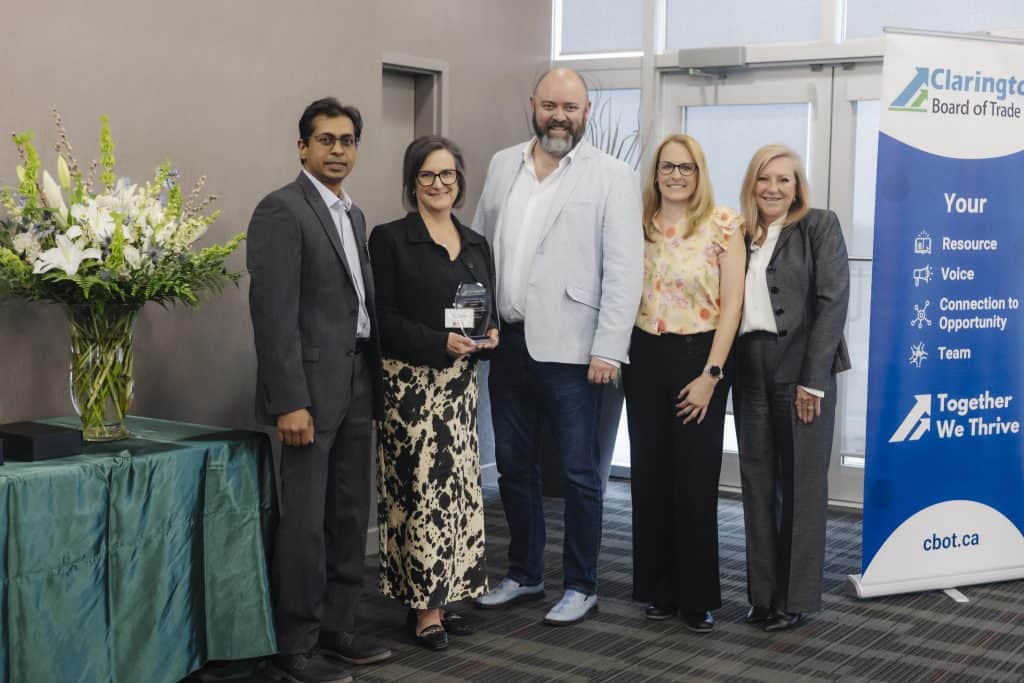 Clarington Board of Trade team receiving recognition at the AGM & Business Awards 2025 event.