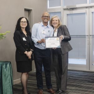 Award recipient at Clarington Board of Trade event.