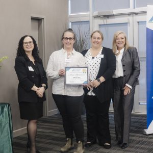 Award presentation at Clarington Board of Trade event.