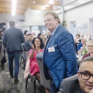 Business networking at Clarington Board of Trade event with professionals.